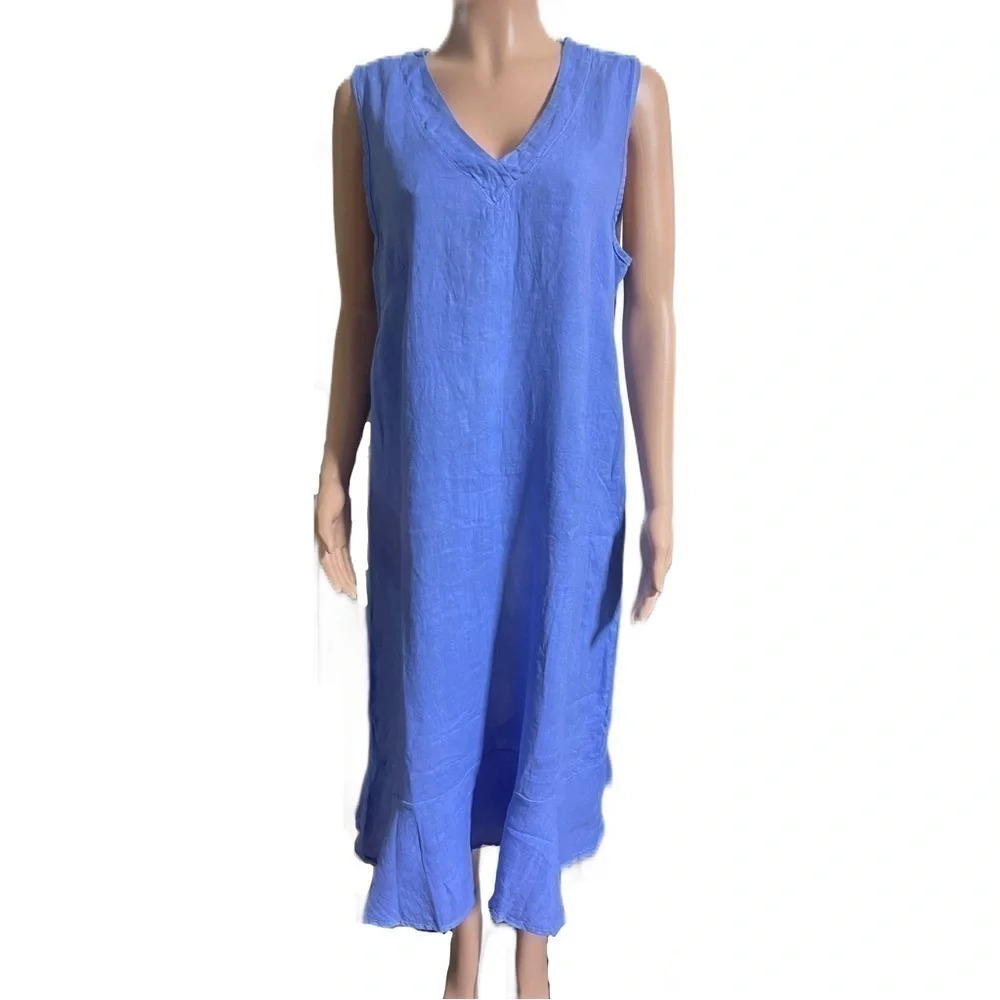 NWT FRANCESCA BETTINI Puro Lino Women’s V-Neck Dress